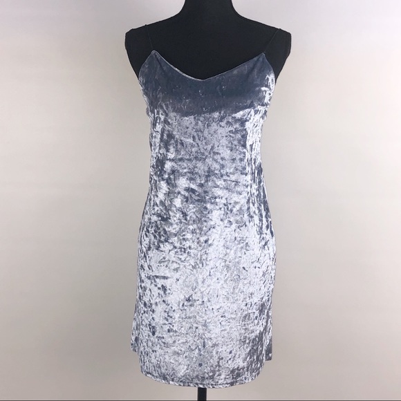 Polly & Esther | Blue Crushed Velvet Dress | L - Picture 1 of 9